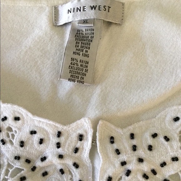 NWT Nine West Cardigan w/lace and bead detail, XL - Picture 2 of 6